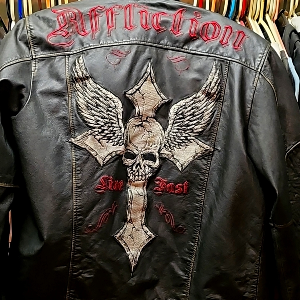 Affliction Limited Edition Leather motorcycle jacket Sz Lg